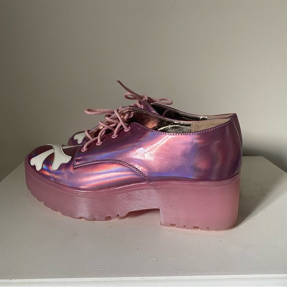 Iron Fist Iridescent Holographic Pink Platform Shoes - Picture 4 of 11